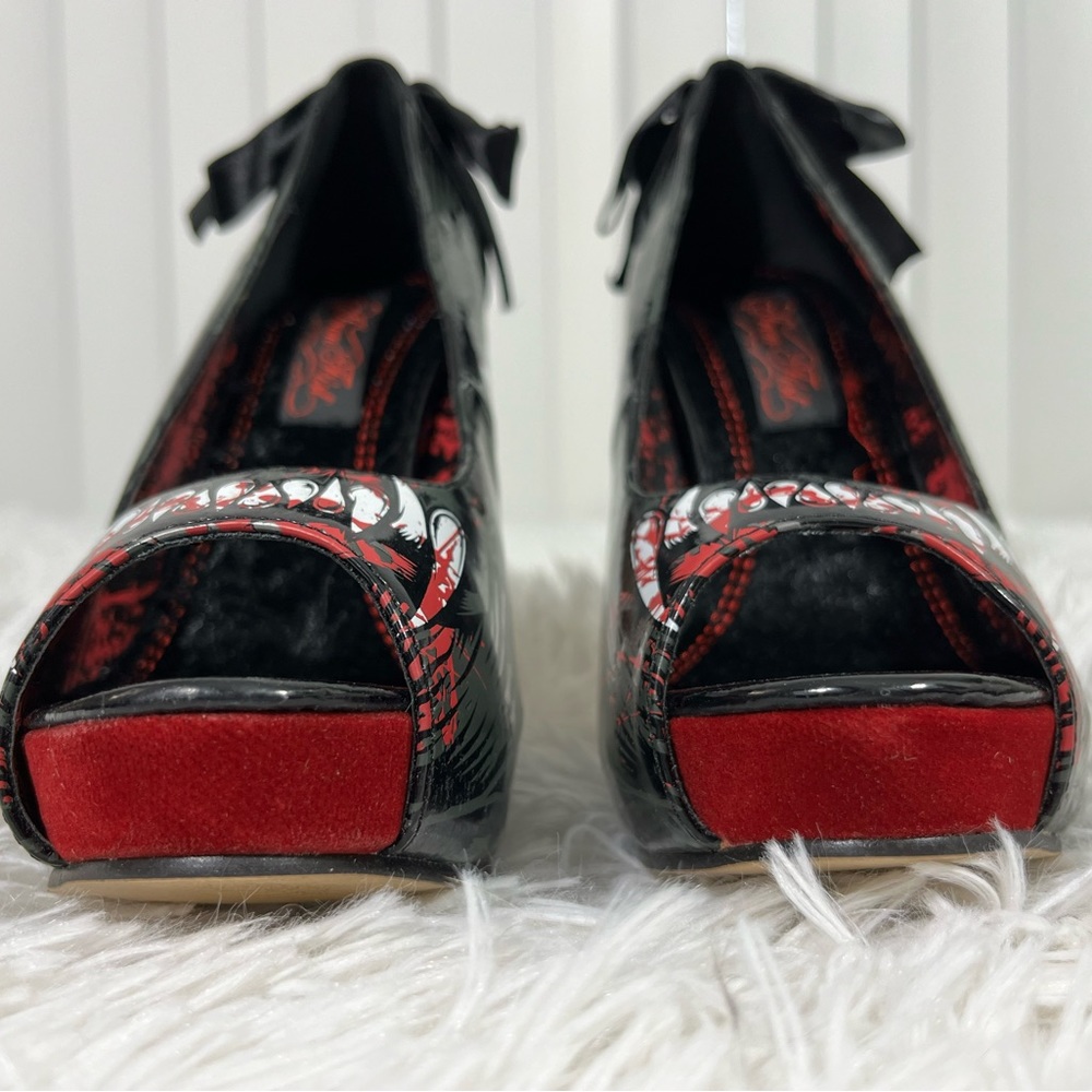💔SOLD💔IRON FIST Wolf Beater Platform Stiletto Heels Faux Leather Back Bow 5 - Picture 5 of 10